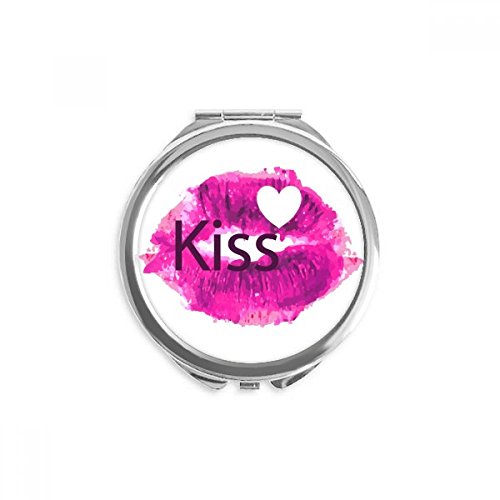 Miroir de poche à la main portable lèvres love baiser de maquillage rond compact