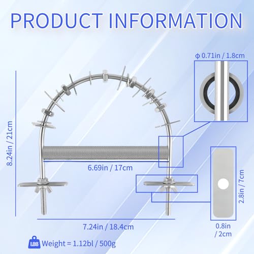 Image of 8.3 * 7.3In Parrot Chewing Toy, Long-Lasting Stainless Steel Bird Perch with Durable Chew Parts for Large Birds, Cockatiels, Macaws, African Greys, for Cage Use