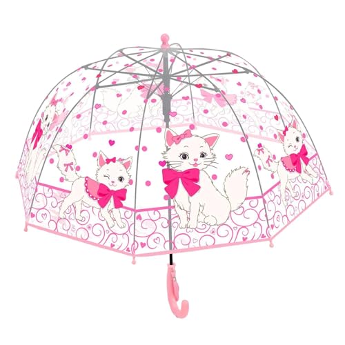Paraguas Para Niños – Paraguas De Lluvia Transparente Estilo De Dibujos Animados, Toldo Ligero Resistente Al Viento Con Cómodo Mango De Gancho Para Manos Pequeñas | Ideal Para Niños Pequeños,