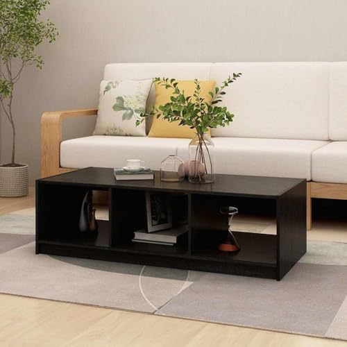 Table basse design moderne noir 110x50x34 cm avec rangement salon - 2