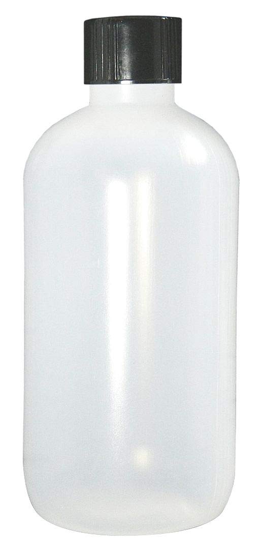 Qorpak PLC-03674 LDPE Boston Round Bottle with 24-410 Black Phenolic PolyCone Lined Cap, Natural (Pack of 48)