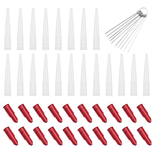 Image of 40Pcs Silicone Tube Nozzles Caps, Household Spare Sealant Nozzles, Sealing Nozzles Caps Set, Silicone Cartridge Nozzles with 10Pcs Cleaning Needle, Replacement Tips Sealing Caps for Caulking Gun