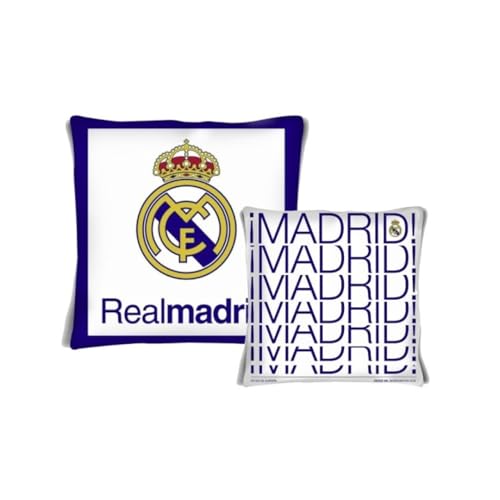Real Madrid Coussins officiels de 40 x 40 cm et 100 % polyester : design double, qualité et style...