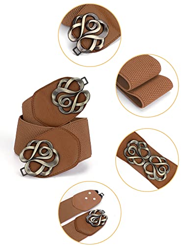 Allegra K Womens Elastic Belts Metal Interlocking Buckle Stretchy Belts2