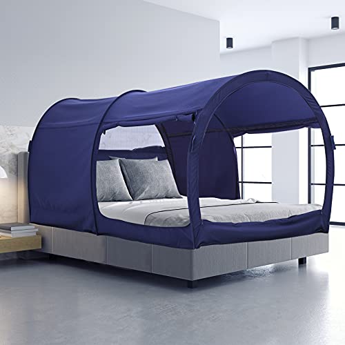 Leedor Bed Tent Dream Tents Bed Canopy Shelter Cabin Indoor Privacy Warm Breathable Pop Up Full Size For Kids And Adult Patent Pending Navy(Mattress Not Included) #TOP1