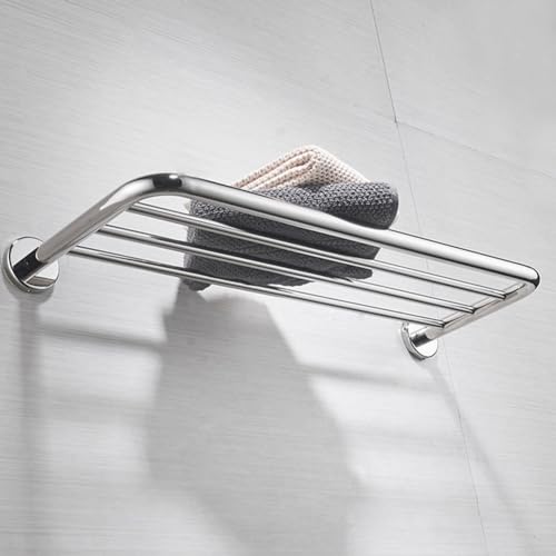 kaileyouxiangongsi Hotel Towel Racks for Bathroom Wall Mounted, 24 Inch Towel Shelf for Bathroom, 2-Tier Bathroom Towel Rack, Polished Chrome - Thumbnail 2