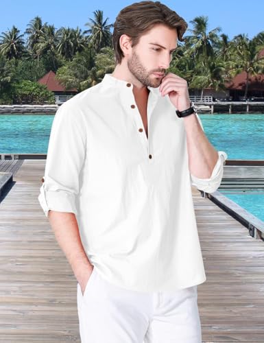Image of Zombom Cotton Polyester Blend Solid Casual Regular Fit Mandarin /Chinese Collor Short Kurta Shirt for Men