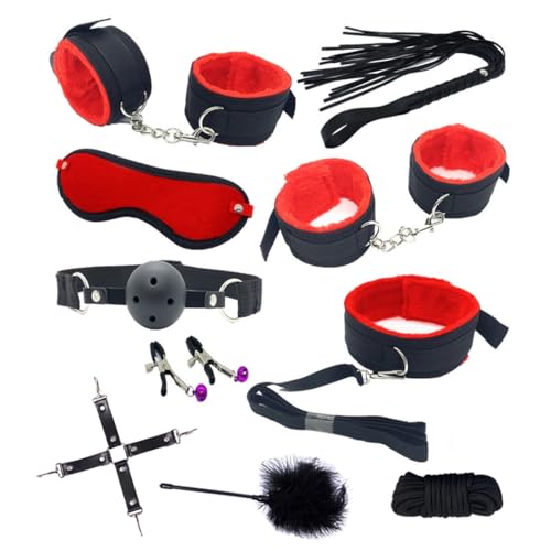 Bed Restraints Red Under Queen Size Mattress Bed Bonage Straps for Couples Sex Ties Restraints Spreader Bar Blindfold and Hand Ties Sex Hand Cuff for Bedroom Bed Straps for Adult Play Toys Sweater