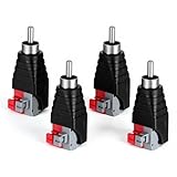 4 Pcs RCA Cable Audio Adapter RCA to Speaker Wires Adapter Speaker Wire Cable to Audio Male Plug Jack Non-Soldering RCAJacks RCAMaleSpring Press Type Terminal Speakers Wires Cables Converter