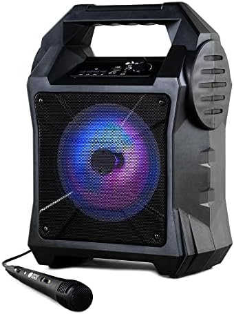WICKED GIZMOS Portable Karaoke Boombox Machine with Amplifying Speaker and LED Lighting, Microphone, Bluetooth and AUX Inputs, Party Entertainment