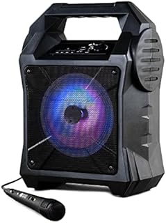 WICKED GIZMOS Portable Karaoke Boombox Machine with Amplifying Speaker and LED Lighting, Microphone, Bluetooth and AUX Inputs, Party Entertainment