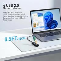 Yinker 15cm USB 3.0 Hub 4 Port 5V USB-C Stromversorgung – Ansicht 2