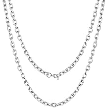Stainless Steel Chain for Men,Silver/Black/Gold Plated Rolo Cable Chains Necklace Mens 5mm/7mm/9mm/12mm Width,18"-30" Hip Hop Accessories Jewelry Gifts for Fathers Day Valentines Day Christmas