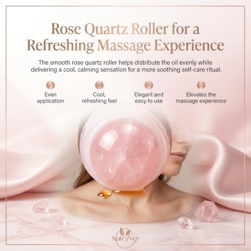 Organic Golden Castor Oil Roll-On with Rose Quartz | Cold-Pressed, Hexane-Free | Less Mess Applicator for Castor Oil Packs, Skin, Brows & Lashes - 4