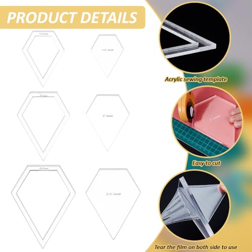 Gabarit de matelassage en diamant acrylique transparent 6mm pour patchwork - 5