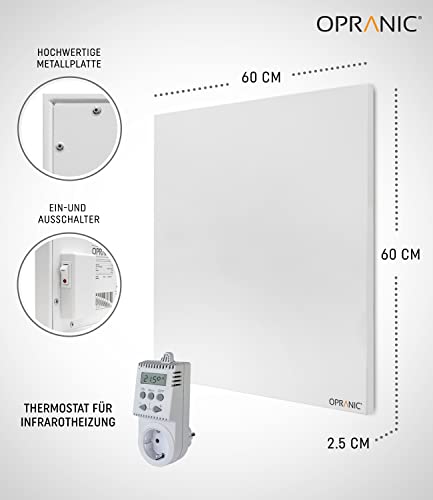 OPRANIC Premium Infrarotheizung mit Thermostat- Elektrische Wandheizung- Energiesparend- Deckenmontage Heizkörper- 5 Jahre Garantie (450 Watt)-2