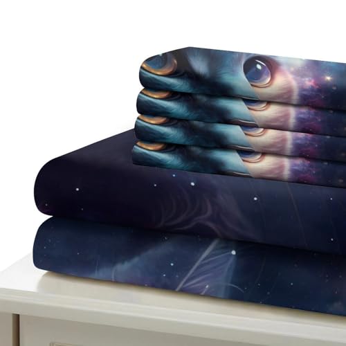 Parure de lit chat cosmique avec housse de couette 140x200 en microfibre - 7