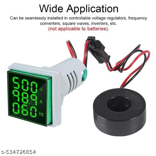 Image of 1 Pcs Green VAF Meter 50-500V 0-100A AC Current Voltage Frequency Indicator Digital Ammeter Voltmeter 22mm Square Head LED Multi-Function Instrument Monitor Detector Tester (VAF Meter (AC)