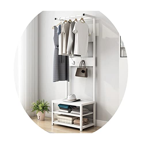 GXXINGIN Perchero 3 en 1 con Zapatero, Perchero con Estante de Almacenamiento, Estante para Zapatos de Entrada con Ganchos, Mueble de Acento Industrial con Metal e (Color: Blanco, tamaño: 40 x 34 x