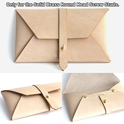 Wuta Solid Brass Round Head Screw Studs Brass Button Nail Rivet Chicago Leathercraft Accessories 20Pcs/Pack,10Mmx8Mm Nikel #TOP6