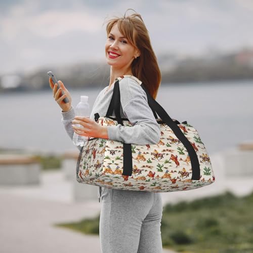 Sac de sport cowboy résistant imprimé cheval noir taille unique