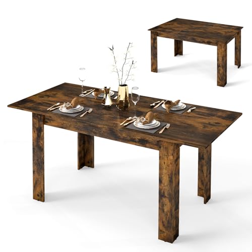 COSTWAY Table Extensible Salle a Manger, Table Cuisine Extensible 6 Personnes, 120-158 cm, Pieds en...