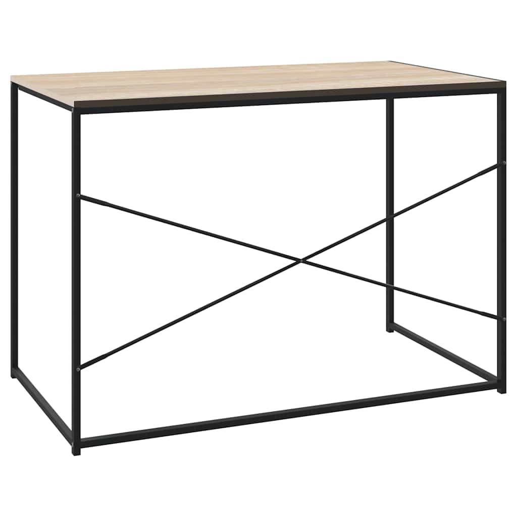 Stolik komputerowy o wyglądzie czarnego dębu, 110 x 60 x 70 cm, materiał drewnopochodny z metalowym stelażem, stół do gabinetu i gier, stabilne biurko do biura i domu