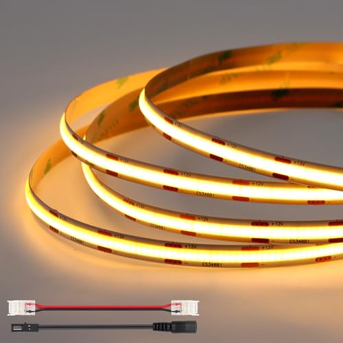 VST 12V 8mm 16.4ft/5m COB LED Strip Lights, Warm White 2700K, Dimmable LED Tape Light,9.6w/m,2400 LEDs, Ra 93+, IP30, Lighting for Kitchen, Cabinets, UL Listed(NOT Include Driver) by VST - Used condition - US$25.07
