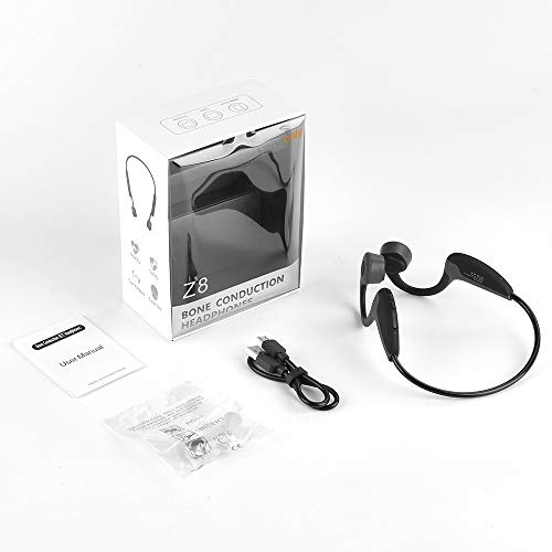Bone Conduction Headphones Bluetooth 5.0 Open Ear Wireless Titanium Hifi Stereo With Mic Sweatproof Sports Headphones For Running Driving Cycling (Black) #TOP6