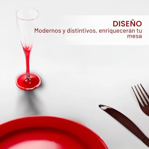 Copas para champán de cristal Luxion resistente Avilia con un diseño sofisticado de pie rojo 5