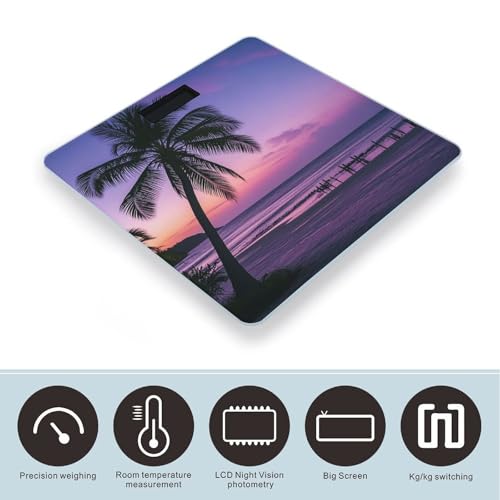 Báscula Digital de Baño Palm Tree Purple Sun de Vidrio Templado miniatura 3