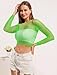 LemonGirl Women Fishnet Crop Tops Lingerie Long Sleeve Top Babydoll Chemise US 2-16 Green