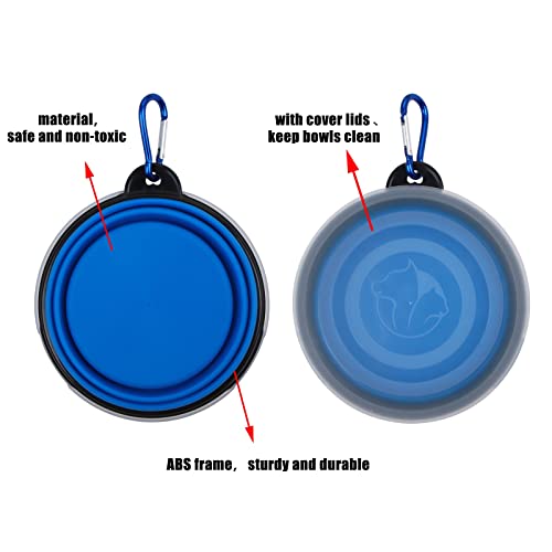 Collapsible Dog Bowl,2 Pack Portable And Foldable Pet Travel Bowls Collapsable Dog Water Feeding Bowls Dish For Dogs Cats And Small Animals,With Lids (Small, Blue+Red) #TOP3