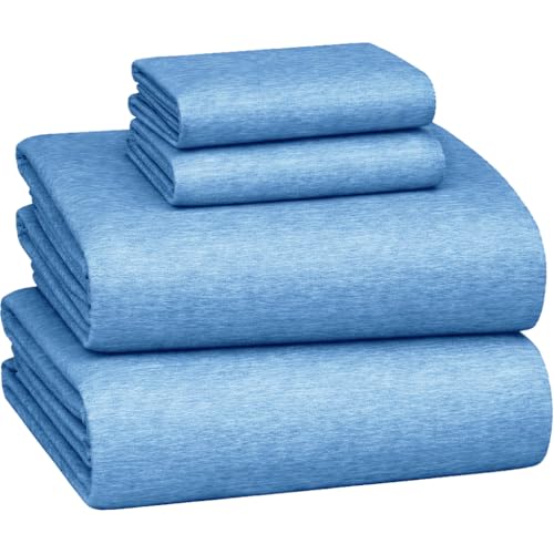Image of Briarwood Home Heather Flannel Sheet Set, 100% Natural Cotton, Soft, Warm & Deep Pocket, Advanced Nano-Tech Making it Resistance to Pilling; Brushed 6 Times for Softness (Oxford Blue, Full)