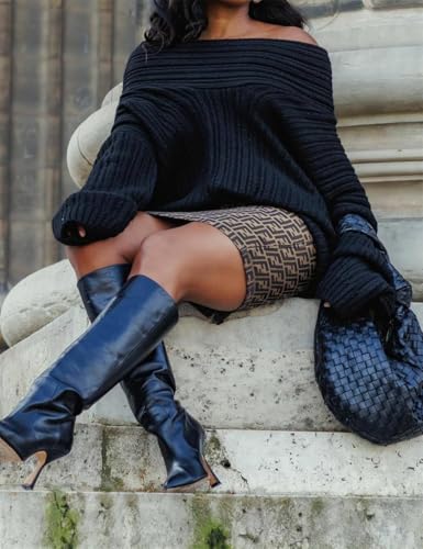 Image of Women Off Shoulder Batwing Sleeve Oversized Chunky Sweaters (Free Size)