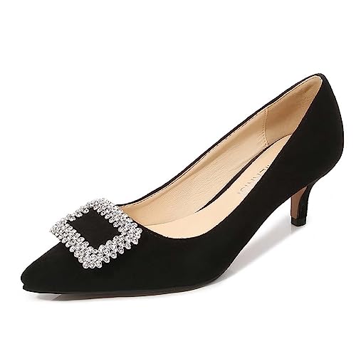 JOEupin Women's Pumps 2 inch Kitten Heel Comfort Pointed Toe Low Heel Wedding Evening Party Dress Shoes