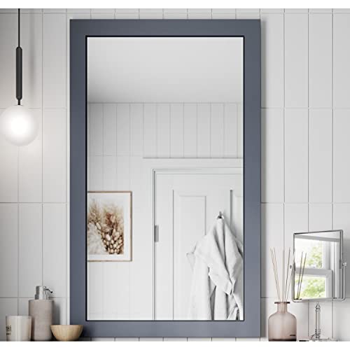 Artis® 600 x 1000mm Bathroom Mirror Gloss Grey Wood Framed Vanity Mirrors Wall Mounted Mirrored, Rectangular