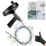 Drain Snake Auger 33 Feet, Plumbing Snake Drain Hair Clog Removal Tool, Heavy Duty Toilet Snake Auger, Sink Unclogger Drain Cleaner Tool for Bathroom Kitchen Tub Shower Drain Clog Remover with Gloves