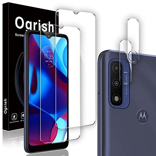 Ogrish [2+2 Pack Tempered Glass Screen Protector For Motorola Moto G Pure 2021 - And 2 Pack Camera Lens Protector - Hd Clarity - Anti-Scratch - Case Friendly - Anti-Fingerprint #TOP1