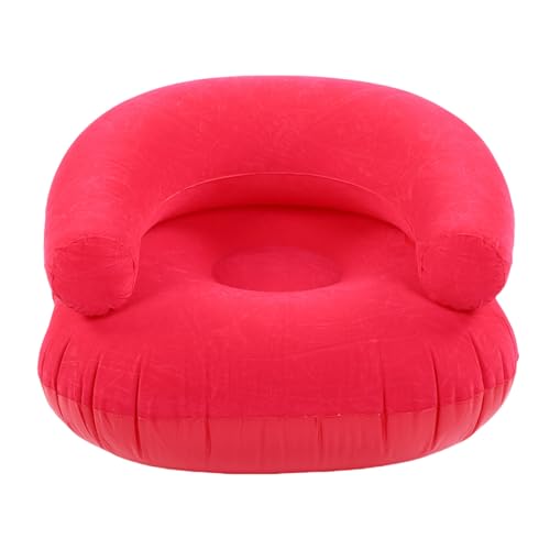 Asixxsix ビーンバッグチェア、PVC製U字型背もたれ エアチェア 膨らませるラズィーソファ、折りたたみ式ポータブルラウンジソファ リビングルーム・寝室・オフィス・バルコニー・アウトドア・旅行用 (ローズレッド)