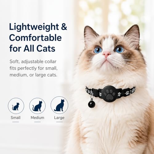 Image of Pet Tracker,GPS Collar for Cats,Smart tag,Waterproof Compatible with Find My,No Monthly Fee,Advanced Tracking Solution Smart Collar for Pet Safety Ideal Small Large Cats(iOS User)