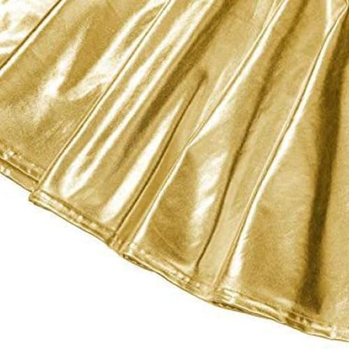 Lmdudan 2025 Women's Shiny Flared Pleated Mini Skater Skirt Trendy Elegant Metallic Wet Look Stretchy Flared Skirts3