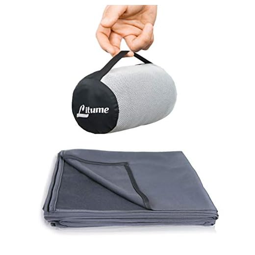 Litume Couverture de Voyage légère et Respirante, Couverture d'avion Souple 170 x 122 cm pour Les Voyageurs, Drap de Camping Pliable avec Sac de Rangement pour Train, Camp, Voyage