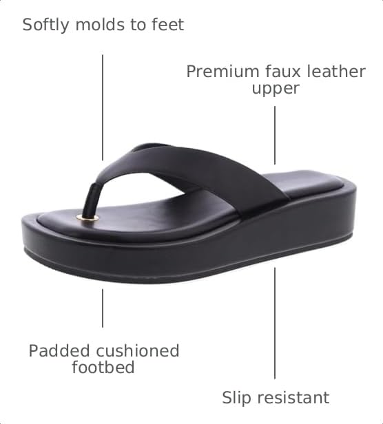 Image of TruFox Women's Platform Flip Flops Wedge Sandals Comfortable Soft Cushion Slip on Summer Beach Thong