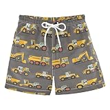 Boccsty Yellow Tractor Boys Beach Board Shorts Monster Truck Swim Trunks Baby Kids Swimwear Summer Toddler Bathing Suit S