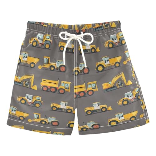 Boccsty Yellow Tractor Boys Beach Board Shorts Monster Truck Swim Trunks Baby Kids Swimwear Summer Toddler Bathing Suit S