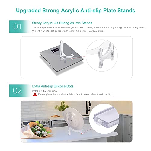 Comgrow 8 Pack 6.3 Inch Upgraded Anti-Slip Sturdy Acrylic Easel Plate Display Stands, Clear Photo Holder Picture Frame Stand, Displays Decorative Plates, Artworks, Posters, Envelopes And Small Boards #TOP1