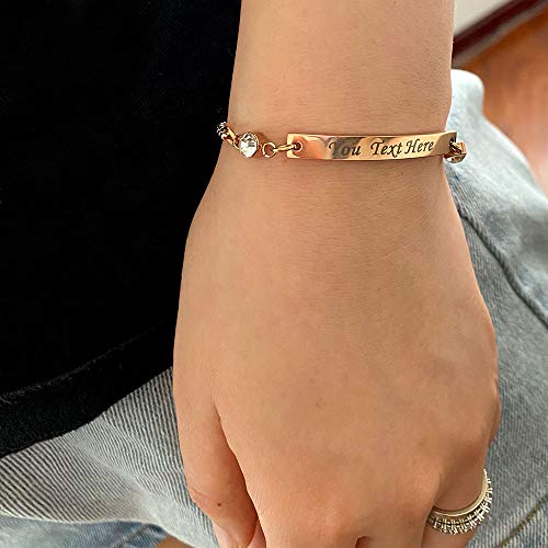 Personalized Birthstone Bracelets Engraved Bar Bracelet For Her With March Birthstone Custom Gift For Birthday Christmas Friend Mum Sister Bridesmaid Auntie Girlfriend Daughter Granddaughter 13Th 18Th 21St #TOP6