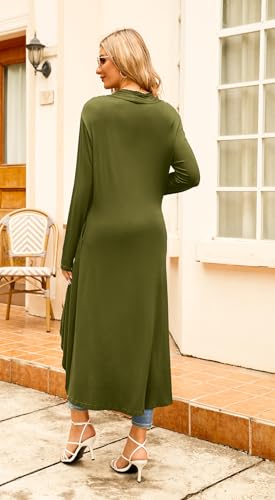 Image of Newchoice Womens Long Cardigan Summer Casual Draped Open Front Lightweight Long Sleeve Cardigan Duster with Pockets