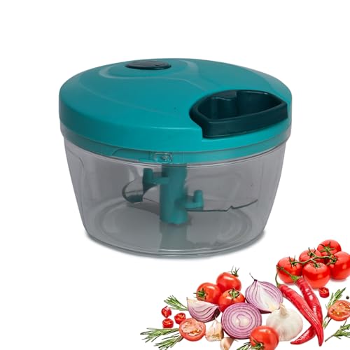 Image of Hornbills Vegetable Manual Chopper with 3 Blades 500ml Kitchen Multi Blade Food Chopper for Vegetables Onion Garlic Hand Chopper Stainless Steel Blade Compact Vegetable Portable Mini Chopper | Green